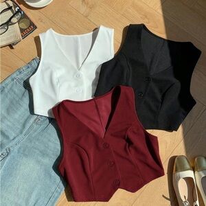 Elegant Women's Sleeveless Top - Black, White, Burgundy